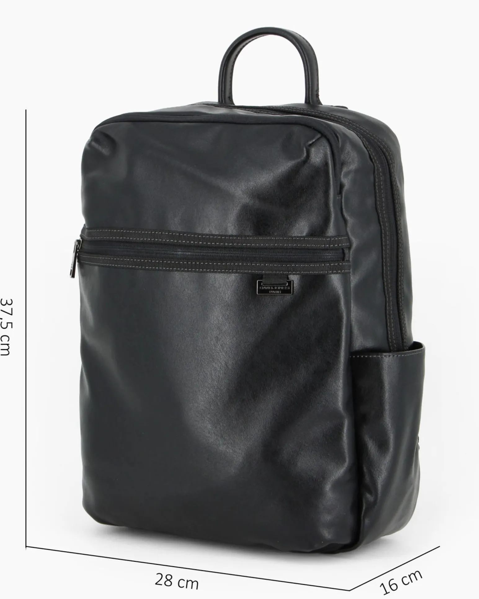 DAVID JONES - Zaino nero con doppia tasca frontale e due taschini laterali