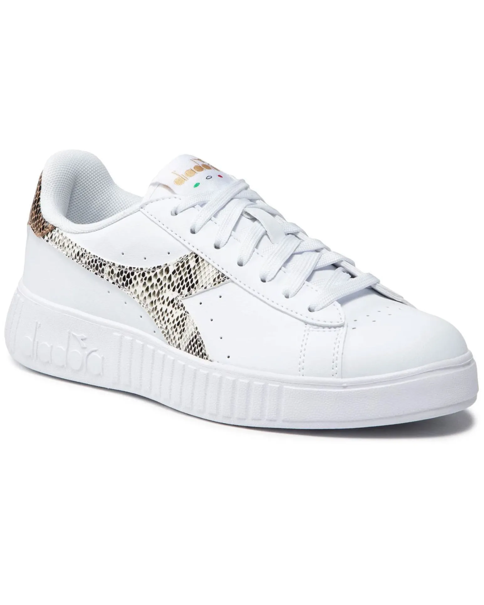 DIADORA - SNEAKERS GAME P STEP REPTILE BIANCHE CON DETTAGLI PITONATI DA DONNA - 177711_C1354