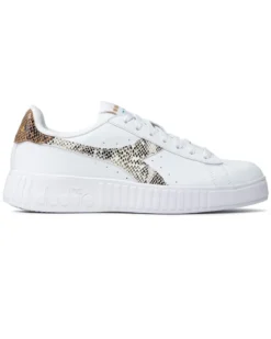 DIADORA - SNEAKERS GAME P STEP REPTILE BIANCHE CON DETTAGLI PITONATI DA DONNA - 177711_C1354