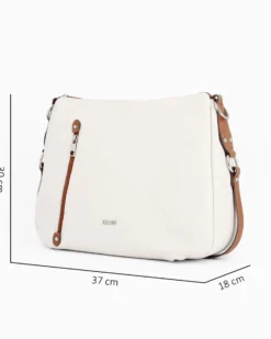 DIVAS - Borsa beige con tracolla nastro in VERA PELLE - MADE IN ITALY