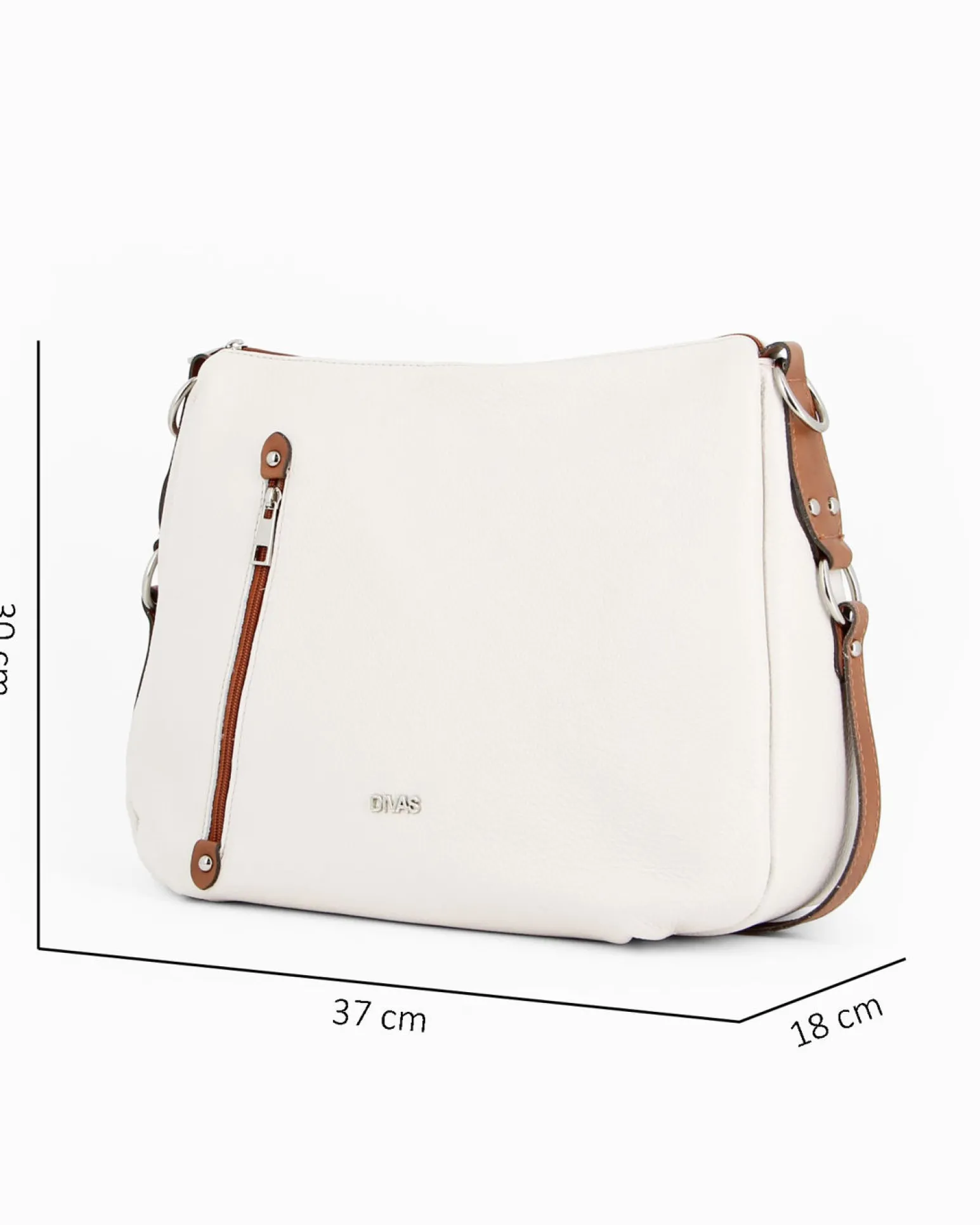 DIVAS - Borsa beige con tracolla nastro in VERA PELLE - MADE IN ITALY