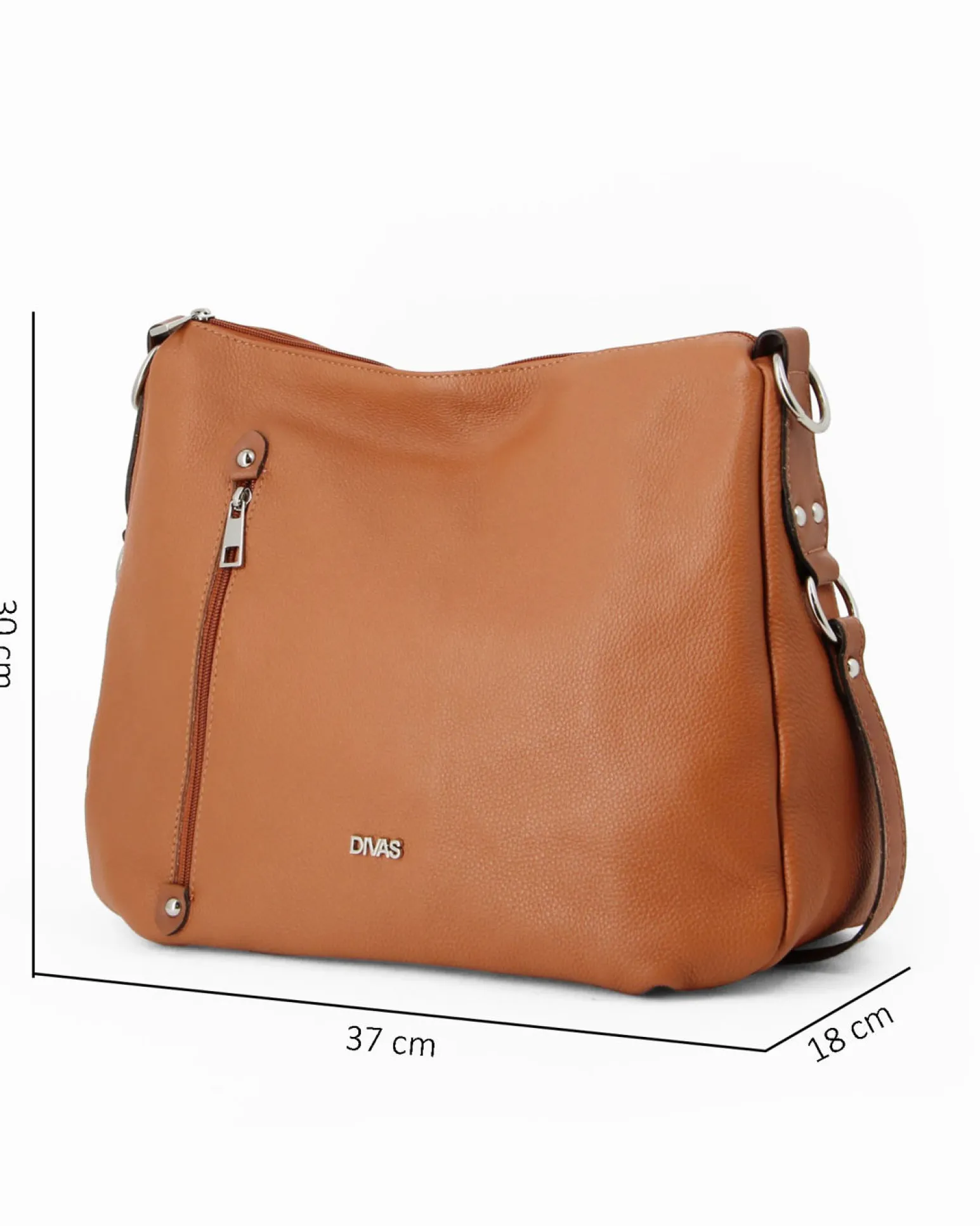 DIVAS - Borsa cuoio con tracolla nastro in VERA PELLE - MADE IN ITALY