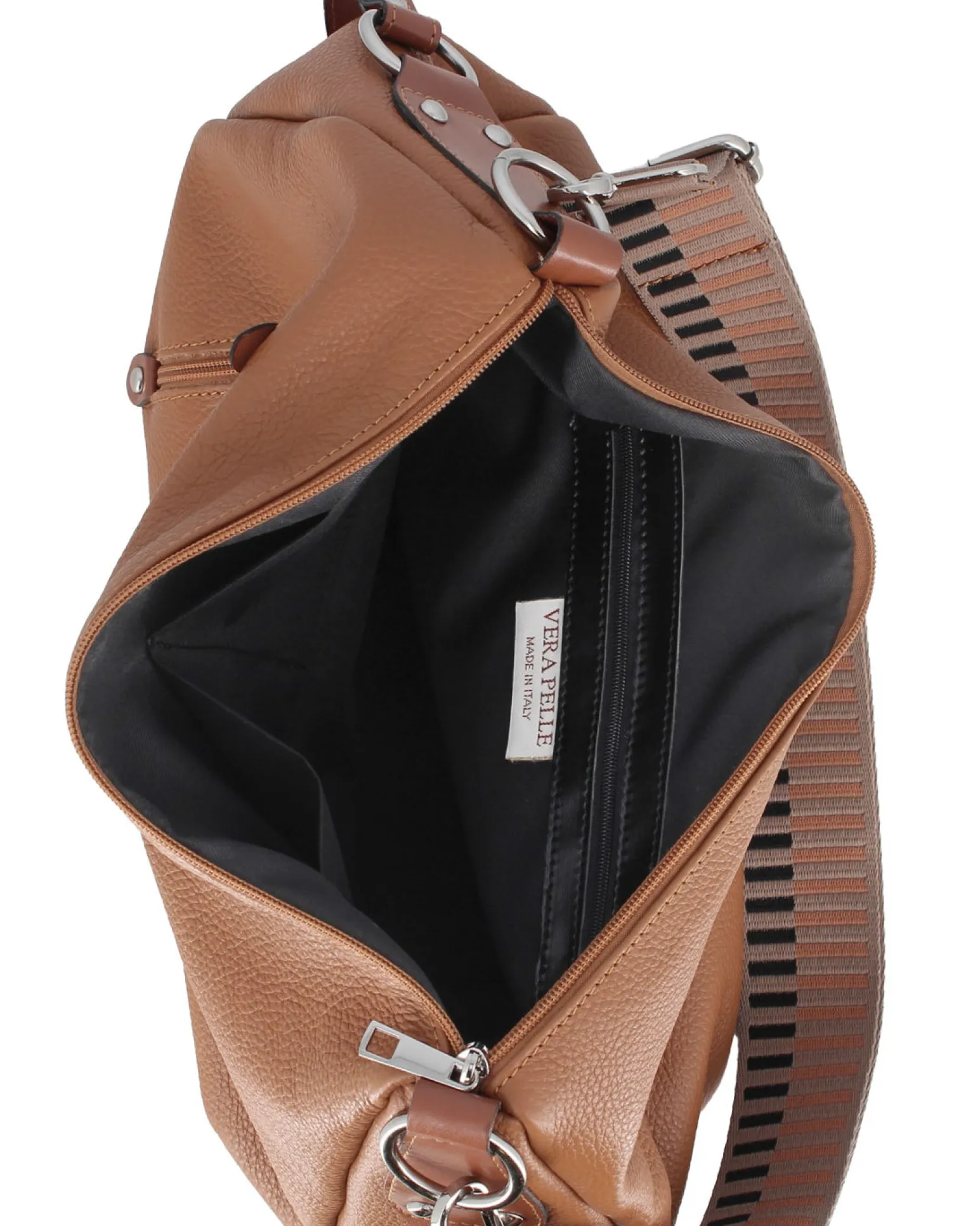 DIVAS - Borsa cuoio con tracolla nastro in VERA PELLE - MADE IN ITALY