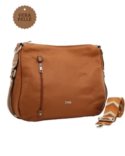 DIVAS - Borsa cuoio con tracolla nastro in VERA PELLE - MADE IN ITALY