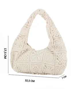 DIVAS - Borsa hobo in pizzo crochet beige
