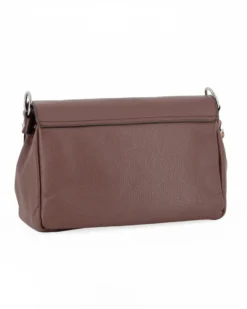 DIVAS - Borsa marrone in VERA PELLE con patta e tracolla nastro - MADE IN ITALY
