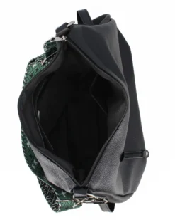 DIVAS - Borsa nera con tracolla nastro in VERA PELLE - MADE IN ITALY