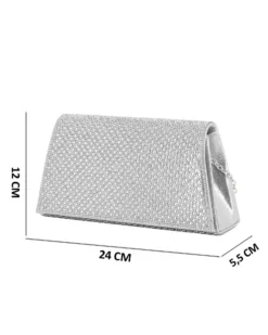 DIVAS - Borsa pochette argento con strass e manico