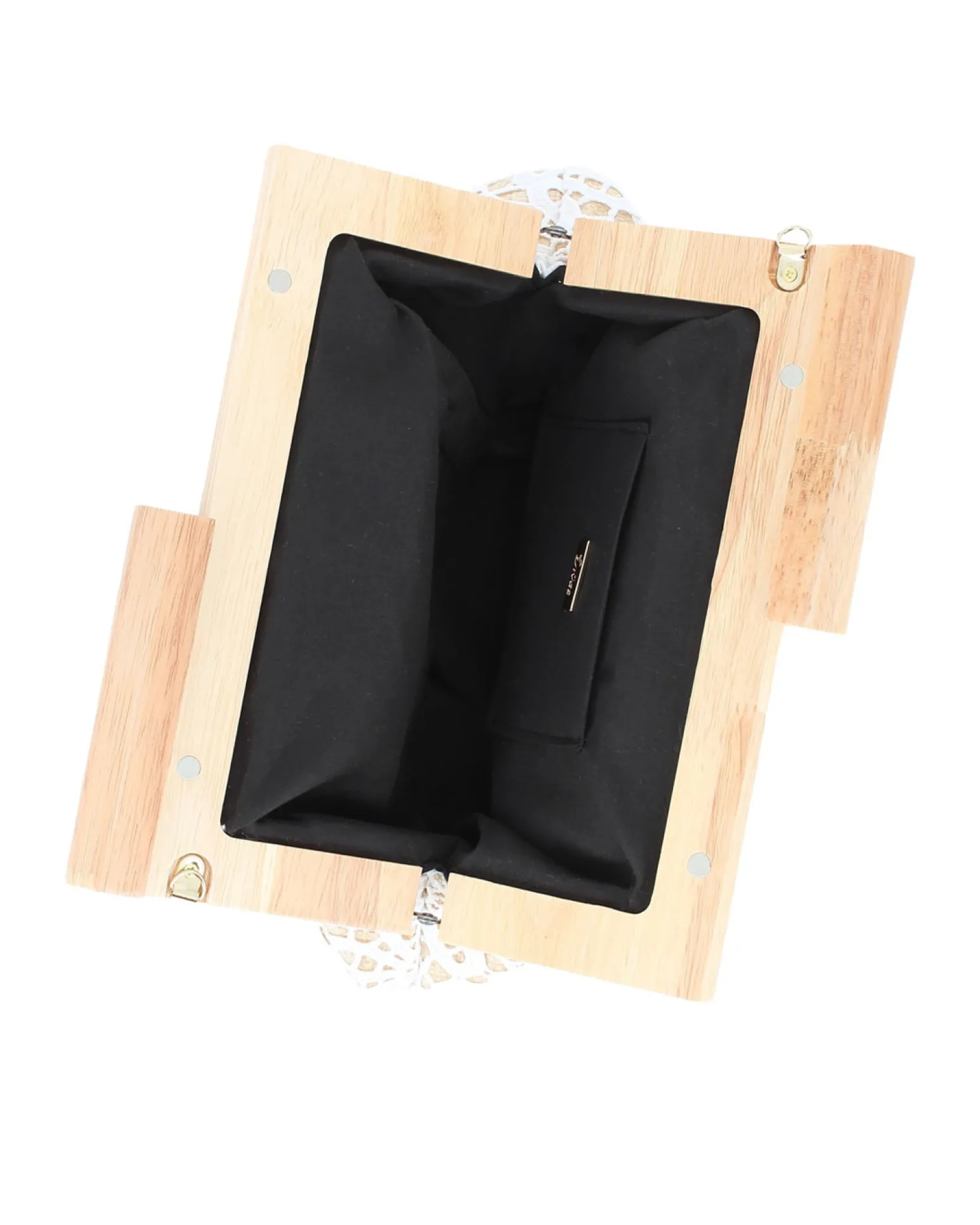 DIVAS - Borsa pochette bianca ricamata con stecca in legno