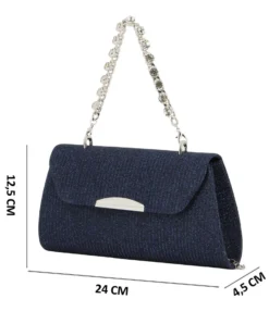 DIVAS - Borsa pochette blu in lurex per cerimonia