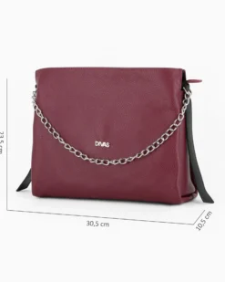 DIVAS - Borsa sacca bordeaux in VERA PELLE con tracolla nastro - MADE IN ITALY