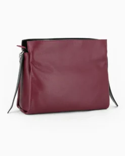 DIVAS - Borsa sacca bordeaux in VERA PELLE con tracolla nastro - MADE IN ITALY