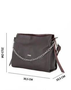 DIVAS - Borsa sacca marrone in VERA PELLE con tracolla nastro - MADE IN ITALY