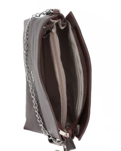 DIVAS - Borsa sacca marrone in VERA PELLE con tracolla nastro - MADE IN ITALY