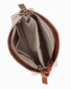DIVAS - Borsa sacca taupe in VERA PELLE con tracolla nastro - MADE IN ITALY