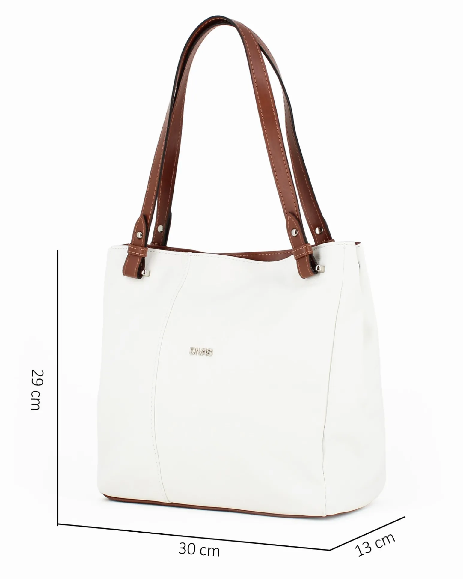 DIVAS - Borsa shopping bianca tre scomparti VERA PELLE - MADE IN ITALY
