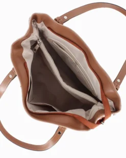 DIVAS - Borsa shopping carne tre scomparti VERA PELLE - MADE IN ITALY