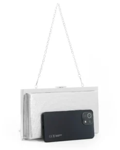 DIVAS - Clutch argento con bordatura in metallo