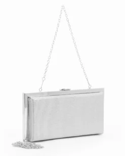 DIVAS - Clutch argento con bordatura in metallo