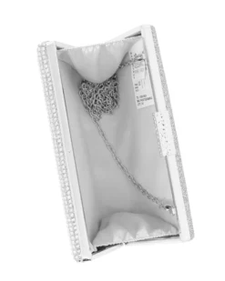 DIVAS - Clutch argento con parte frontale in strass, tracolla removibile