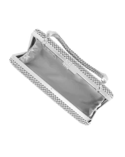 DIVAS - Clutch argento con strass e manico in strass removinile