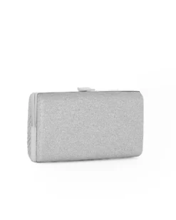 DIVAS - Clutch argento glitterata con righe verticali e chiusura metallica