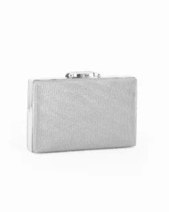 DIVAS - Clutch glitterata argento con chiusura gioiello