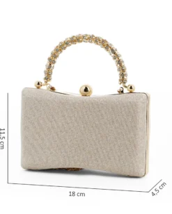 DIVAS - Clutch oro in lurex con manico gioiello