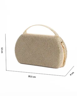 DIVAS - Clutch oro in strass, tracolla removibile