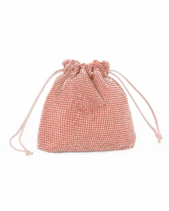 DIVAS - Minibag a sacchetto rosegold rivestita di strass con coulisse