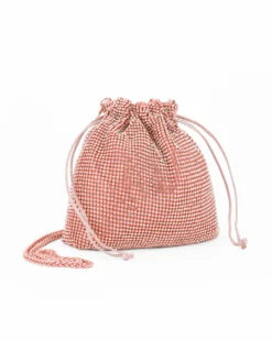 DIVAS - Minibag a sacchetto rosegold rivestita di strass con coulisse