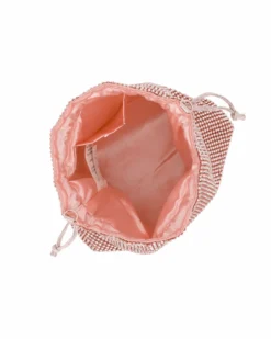 DIVAS - Minibag a sacchetto rosegold rivestita di strass con coulisse