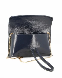 DIVAS - Minibag blu lucida in VERA PELLE - MADE IN ITALY
