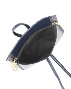 DIVAS - Minibag blu lucida in VERA PELLE - MADE IN ITALY