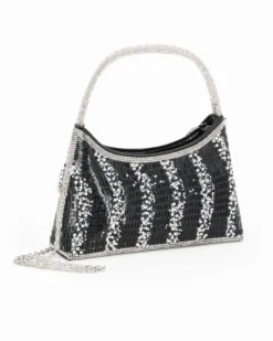 DIVAS - Minibag nera in strass, catenina removibile