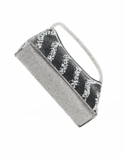 DIVAS - Minibag nera in strass, catenina removibile