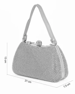 DIVAS - Pochette argento tutta strass con un manico
