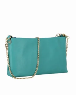 DIVAS - POCHETTE AZZURRA IN PELLE CON CATENA