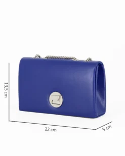 DIVAS - Pochette bluette con patta e tracolla catenina