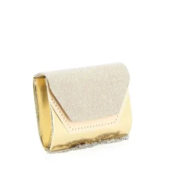 DIVAS- Pochette effetto metalizzato e strass con patta lurex