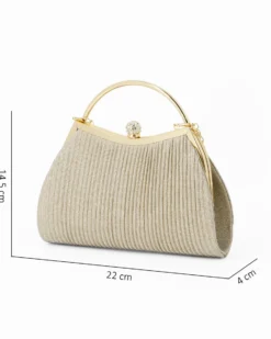 DIVAS - Pochette  glitterata oro con pomello in strass, tracolla removibile
