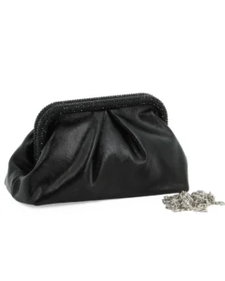 DIVAS - Pochette nera con bordi di strass