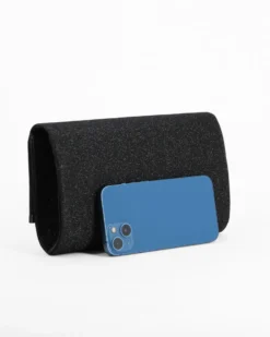 DIVAS - Pochette nera glitterata con filo di strass sulla patta, tracolla removibile