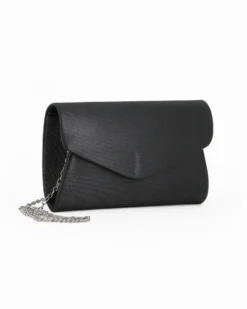 DIVAS - Pochette nera  in luex con patta, tracolla removibile