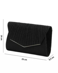 DIVAS - Pochette nera in lurex con patta plissettata