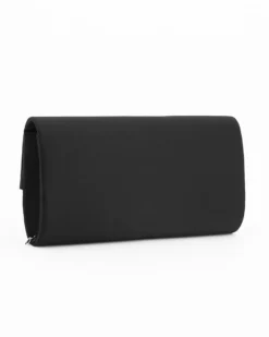 DIVAS - Pochette nera in raso con bordino patta a ondine