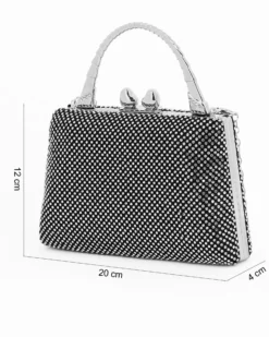 DIVAS - Pochette nera tutta strass con un manico