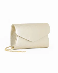 DIVAS - Pochette oro in luex con patta, tracolla removibile