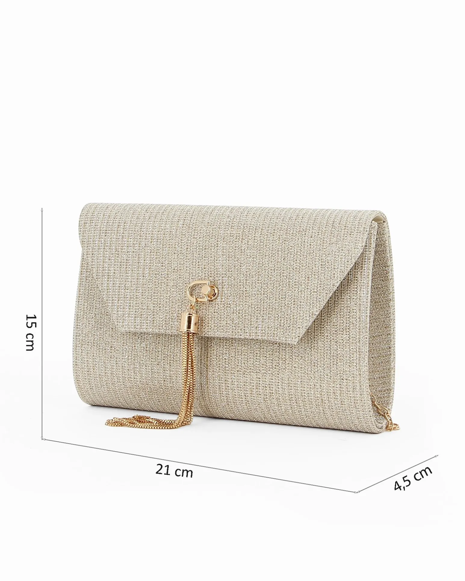 DIVAS - Pochette oro in lurex con pennacchio frange