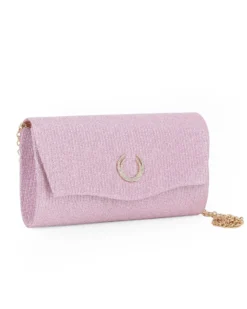 DIVAS - Pochette rose gold con patta e dettaglio di strass